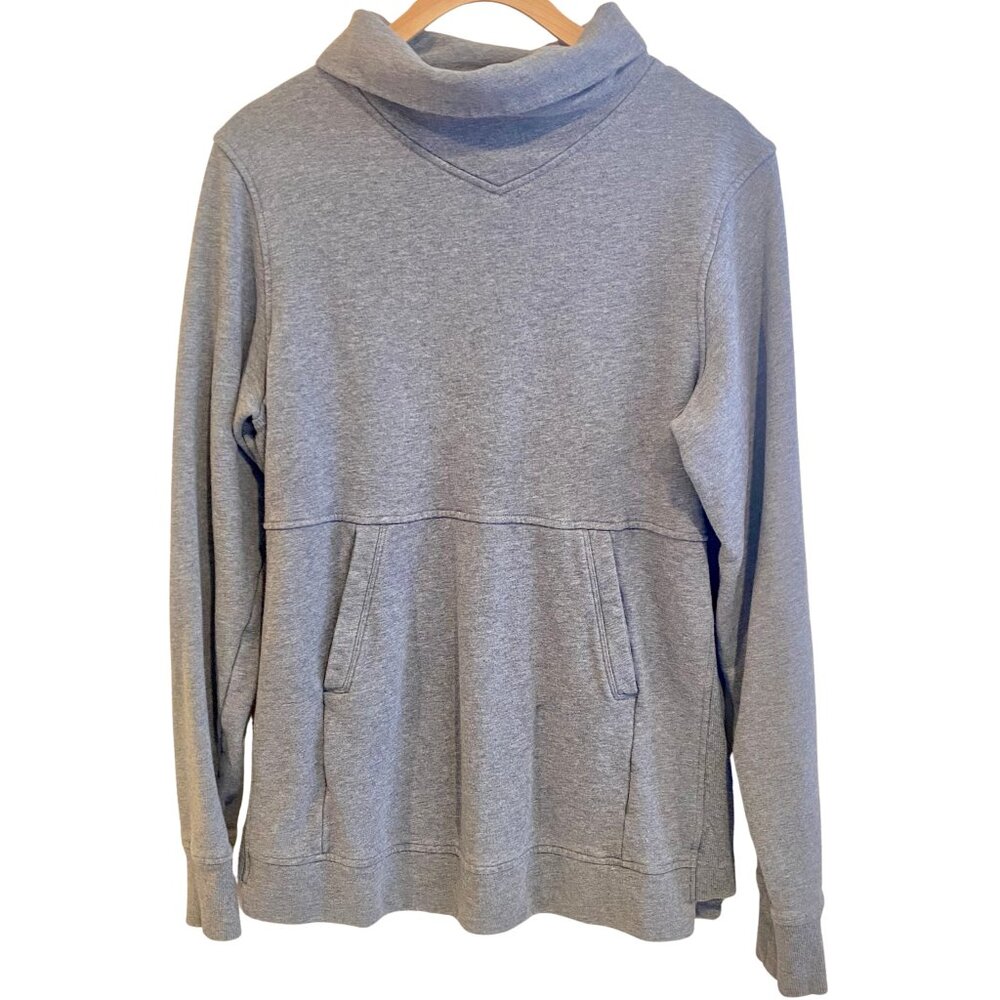 Lululemon Press Pause Pullover With Fold Over Neck Medium Gray Womens Size 10